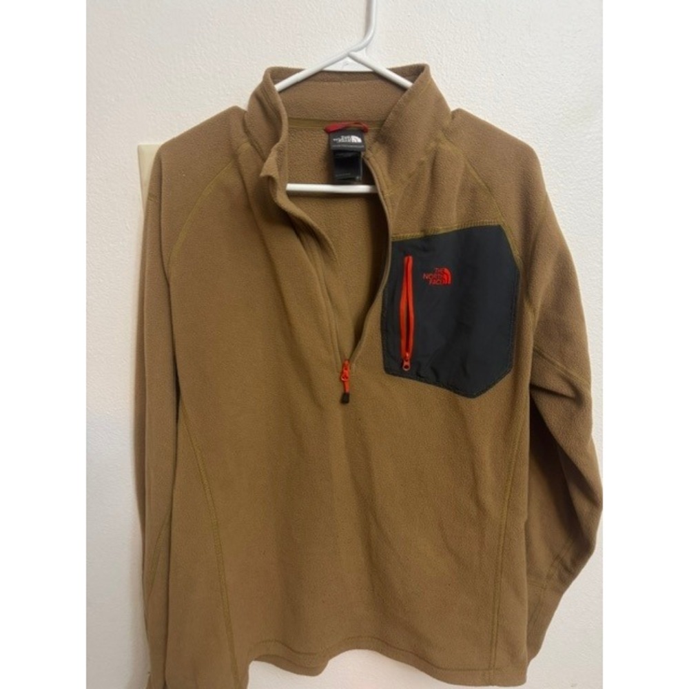 The North Face Mens TKA 100 Glacier 1/4 Zip Fleece Pullover Tan Brown Medium